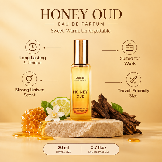 Honey Oud Perfume – Long Lasting Sweet Vanilla Oud Fragrance, Warm Amber Scent, Mini Eau de Parfum Spray 20ml