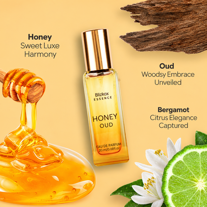 Honey Oud Perfume – Long Lasting Sweet Vanilla Oud Fragrance, Warm Amber Scent, Mini Eau de Parfum Spray 20ml