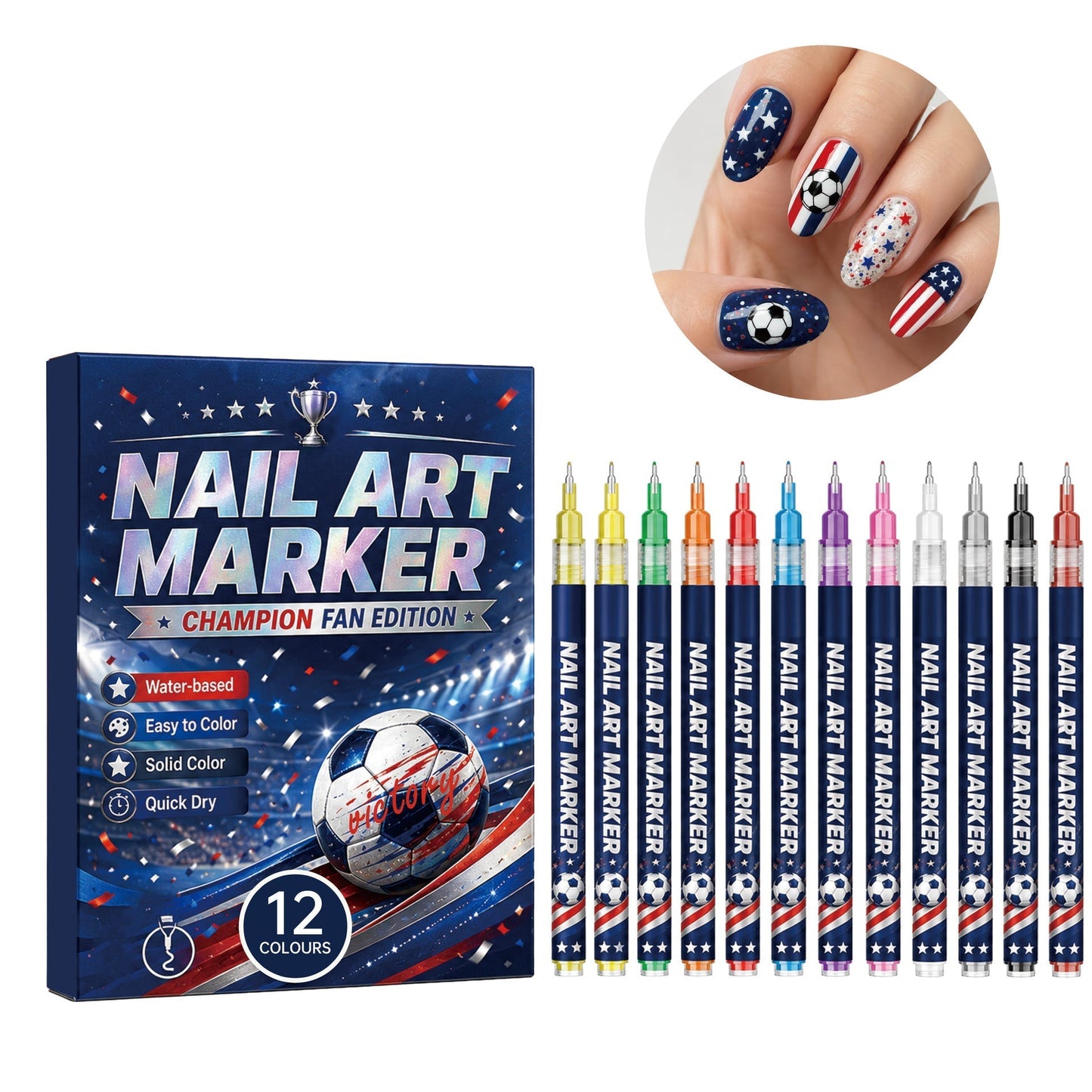 12-color fan-themed nail art brushes